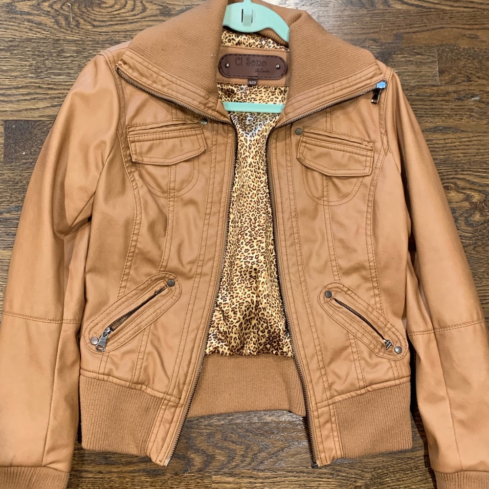 Brown leather jacket